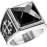 Taffstyle Fingerring Ring Männer Edelstahl schwarzer XXL Kristall Königlich Größe 68 (21.6) (Schmuck Bikerschmuck Fingerring), Herren Siegelring Massiv Breit Herrenring Männer Biker Rocker