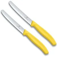 Victorinox Tafelmesser Küchenmesser Set, 2-teilig, Gelb, Swiss Classic (2 Stück), ergonomischer Griff, ideal für Präzisionsarbeiten in der Küche