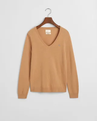 GANT - V-Neck Pullover aus Extra Fine Lambswool caramel beige - Gr. - XXL