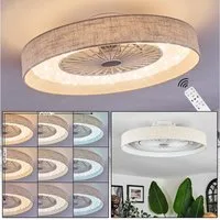 hofstein Deckenventilator Ventilator aus Kunststoff/Stoff in Weiß/Glitzereffekt/Beige, moderne Deckenleuchte, Ø 55cm, Fernbedienung, Kelvin einstellbar, CCT