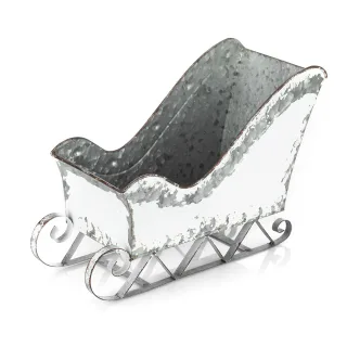 Metall-Schlitten, weiß-silber, 33 x 15 cm