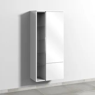 Sanipa 3way Stauraumschrank mit 1 Tür, 1 Auszug und offenen Fächern, Weiß-Glanz BS18378