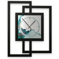 Kreative Feder Wanduhr Design-Wanduhr „Turquoise“ in modernem Metallic-Look (ohne Ticken, Funk- oder Quarzuhrwerk, elegant, außergewöhnlich, modern)