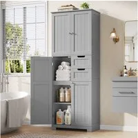 HOMECHO Hochschrank Badezimmerschrank mit 4 Türen 2 Schubladen für Wohnzimmer Küche Esszimmer Büro 164.5X 60x30cm