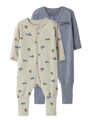 NAME IT - NBMNIGHTSUIT 2P ZIP FF AIRPLANE NOOS peyote - Gr. - 86