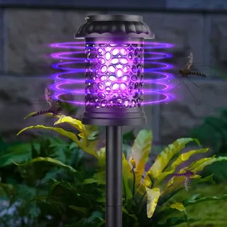Elfeland Solar Powered Mosquito Killer Lamp Outdoor Waterproof Lawn Light Bug Zapper Mosquito Trap Garden Light 3 Mounti