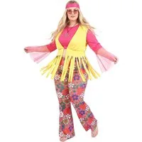 JADEO Kostüm Plus Size Hippie Kostüm für Damen rosa