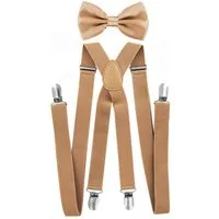 axy Hosenträger Herren Hosenträger mit Fliege Set (2-St., 2er Set) 4 Stabile Clips X-Form 2,5cm Breit verstellbar und elastisch