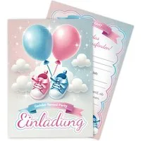 LIMONIA Einladungskarten Gender Reveal Party Einladungen für Babyparty boy or girl Deko, Karten zur Gender Reveal Party Geschlechts Party boy or girl