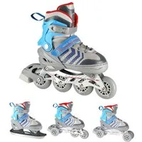 NILS EXTREME Inlineskates 4-IN-1 Inliner Schlittschuhe Rollschuhe wechselbare Kufen, Verstellbare Größe & verstellbare Rollen