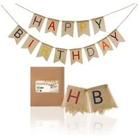 PHENO FLAGS Flagge Happy Birthday Stoff-Wimpelketten (2m und 2,5m), wiederverwendbar