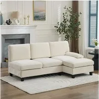 Merax Ecksofa L-förmiges 3-Sitzer Sofa mit Schlaffunktion, 1 Teile, Sofa gepolstertes Schlafsofa Couchsofa für Wohnzimmer & Schlafzimmer