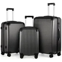 TAN.TOMI Kofferset 3-Tlg Handgepäck Kofferset Reisekoffer ABS Hartschale Trolley, Mit 3-stelliges Zahlenschloss Verstärkte Ecken 56/66/76 cm