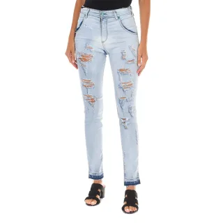 Lange Denim-Hose getragen und zerrissen Wirkung 10DBF0803 Frau