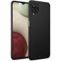 CoolGadget Handyhülle Handy Schutzhülle für Samsung Galaxy A12 / M12 matt schwarz 6,5 Zoll, Silikon TPU Hülle Schutz Tasche Cover schlicht Slim Case