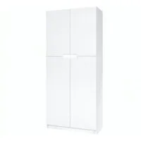 Vladon Aktenschrank Logan (Aktenschrank, mit 5 Fächern und 4 Türen) Weiß matt/Weiß matt (82 x 184 x 37 cm)