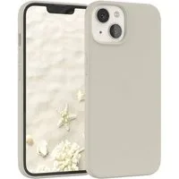 EAZY CASE Handyhülle Premium Silikon Case für Apple iPhone 13 6,1 Zoll, Hülle Silikon mit Displayschutz Handy Softcase Slimcover Taupe / Beige