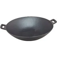 Spetebo Wok Gusseisen Wokpfanne mit 2 Griffen - 36 cm, Gusseisen (Wok, 1-tlg., Gusseisen Wok), Metall Wok mit Wärmespeicherung