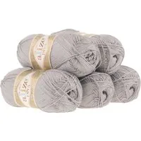 Alize 5 x 100g Strickgarn ALIZE DIVA - Häkelgarn Sommerwolle Häkelwolle, 350 m, 168 hellgrau
