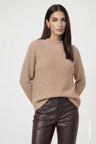 monari - Strickpullover mit Stehkragen cappuccino - Gr. - 36