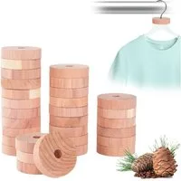 Casativo Kleiderbügel Zedernholz Mottenringe 30er/60er Set Natürlicher Mottenschutz Schrank, (30-tlg), 100% Premium Zedernholz, chemiefrei, Ø3,8xH 1cm, Bohrung Ø0,7 cm