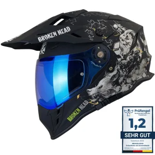 Broken Head Endurohelm Fullgas Viking VX3 + Blau Verspiegeltes Visier