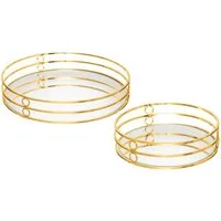 Atmosphera Créateur d'intérieur Dekoobjekt Spiegel-Tablett FEEL, 2 Stück, golden (Deko-Objekt, Deko-Objekt)
