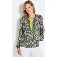 GOLDNER Allwetterjacke Sportliche Viskosejacke, Allover-Print Leichter Blouson mit elastischem Saum, Reißverschluss, Langarm