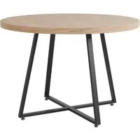 OTTO home Esstisch Anja (Küchentisch, Tisch, Runder Tisch), Kreuzfußgestell aus Metall, Naturholz Optik Tischplatte