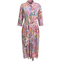 Milano Italy Partykleid bunt,Casual,Baumwolle,Floral,Hemdblusenkragen,3/4 Arm,Casual Fit