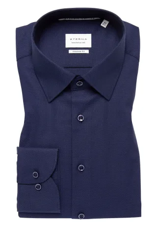 ETERNA - Dynamic Cotton Dobbydesign Langarm dunkelblau - Gr. - 41