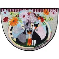 Salonloewe Fußmatte Fußmatte 60x85 Rosina Wachtmeister Famiglia con fiore halbrund, Halbrund, Höhe: 600 mm