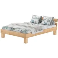 ERST-HOLZ Bettgestell Schönes Doppelbett 140 x 220 cm in Überlänge Buche Massiv, Buche farblos lackiert
