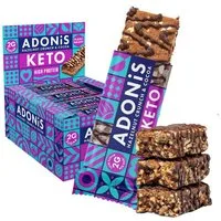 Adonis Keto High Protein Riegel 16x 45g Keto Snacks Vegan & 100% natürlich Kapseln, Low Carb Bar und Low Sugar Snack à