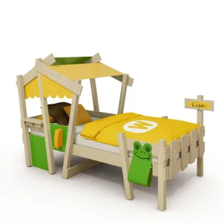 Kinderbett CrAzY Candy 90x200 cm Spielbett Hausbett aus Massivholz mit Dach Markise und Fenster - Abenteuerbett für Kinderzimmer - Wickey