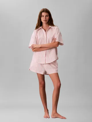 RELAXED POPLIN SS SHIRT AURORA STRIPE PEACH BLISS - Gr. - M