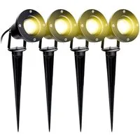 Clanmacy LED Gartenstrahler Gartenbeleuchtung mit Erdspieß 4W IP65 Gartenleuchte Warmweiß, LED fest integriert, Warmweiß
