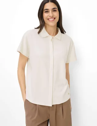 Brax Damen Bluse Style CELIA S soft ecru, Altweiß, Gr. 34