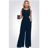 Cupshe Jumpsuit Aermelloser Jumpsuit mit Cutout Taille und Weitem Bein