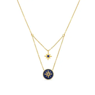 Luxenter Halskette mit blauer Lackierung und 18 Karat Gelbgold-Finish – Iskha