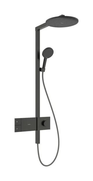 Hansgrohe Showerpipe Raindance Alive S 300 1jet EcoSmart mit Thermostat brushed black chrome , 245 24583340