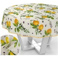 ANRO Tischdecke mit Tee und Kaffee aus Textil Tischtuch mit Beschichtung Tischwäsche (Einzelstück 1-tlg), auch als Gartentischdecke - mit Schutzschicht