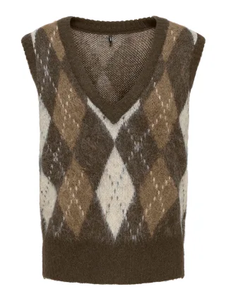 ONLY - ONLNOEME LIFE SL JQ VEST V-NECK KNT Chestnut - Gr. - M