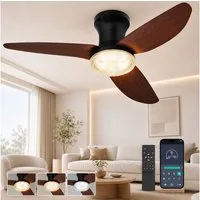 Rosnek Deckenventilator mit Licht, Kristall-Lampenschirm, App, dimmbar, 6 Stufen, 100 cm, DC-Motor, Timer, reversibel, 3 Lichtfarben, für Wohnräume