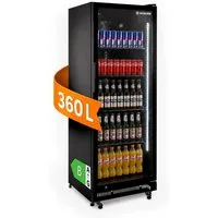 GastroHero Getränkekühlschrank Flaschenkühlschrank 360 L mit Glastür, LED & Schloss, schwarz GKSE360, 175.2 cm hoch, 62 cm breit, Flaschenkühlschrank, Klimaklasse 4, Energieeffizienz B