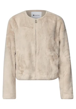 Street One - Kurze Webpelzjacke beige - Gr. - 34
