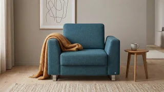 BRUNO Schlafsessel 70cm in Petrol | praktische Größe | stabiles Massivholz & Boxspringkomfort