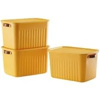 Luxury Bites Aufbewahrungsbox mit Deckel, 20L-15L -10L BPA-freie Kunststoff, nestbar und stapelbar (6 Farben, 9 Farbkombiationen, 3er Set)