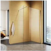 SONNI Walk-in-Dusche Duschkabine Duschabtrennung Duschwand mit Haltestange 70-120 x 200cm, 8mm Einscheibensicherheitsglas mit Nano Beschichtung, mit Verstellbereich