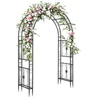 LALAHO Rosenbogen Gartenpergola Torbogen aus Eisen, 192 x 58 x 240 cm, Gartenlaube, Hochzeitsbogen, Stabiler Rankbogen für Kletterpflanzen